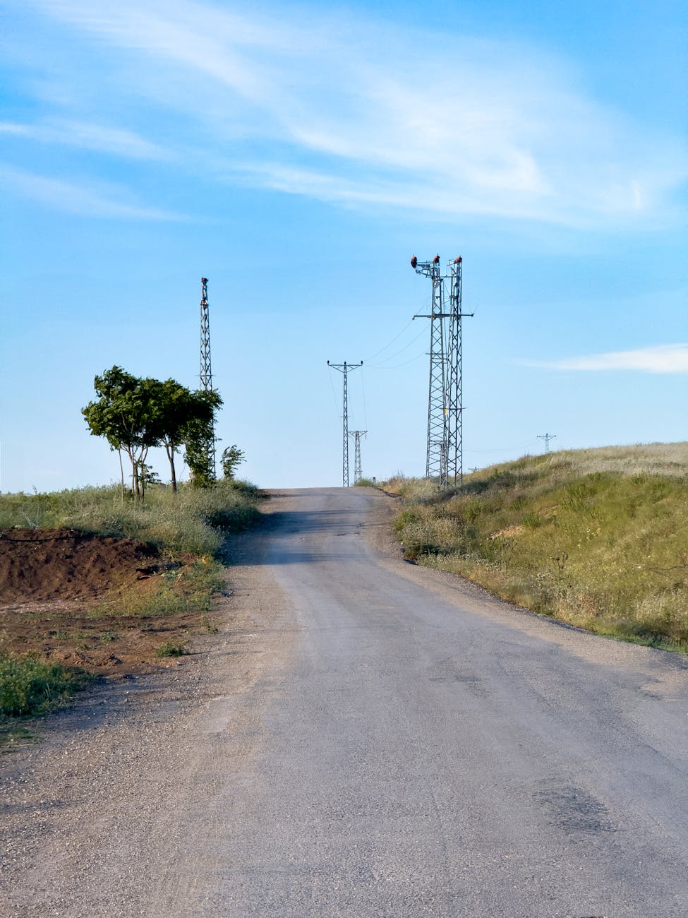rural dirt road and power lines in palu turkiye