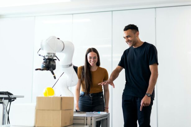 engineers developing robotic arm