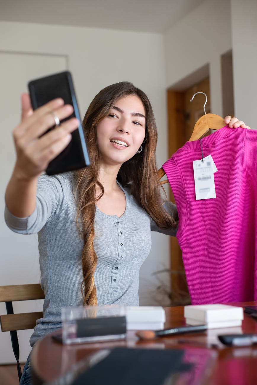 a woman engaged in online selling
