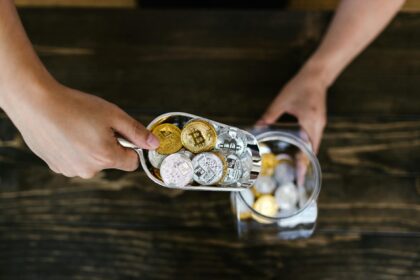 coins on a scooper