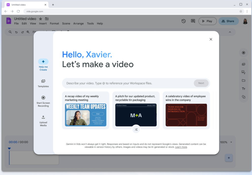 Google video editing