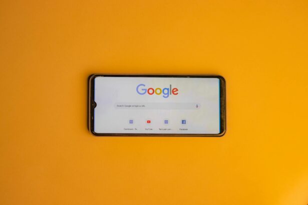 smart phone with a google search page on its display