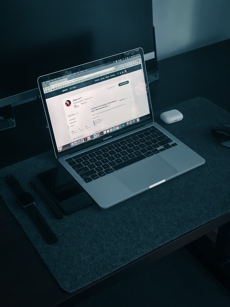 close up of a laptop in a workspace