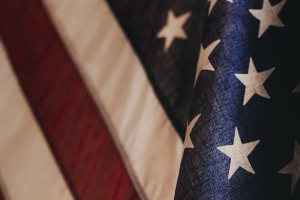 us a flag on white and red textile